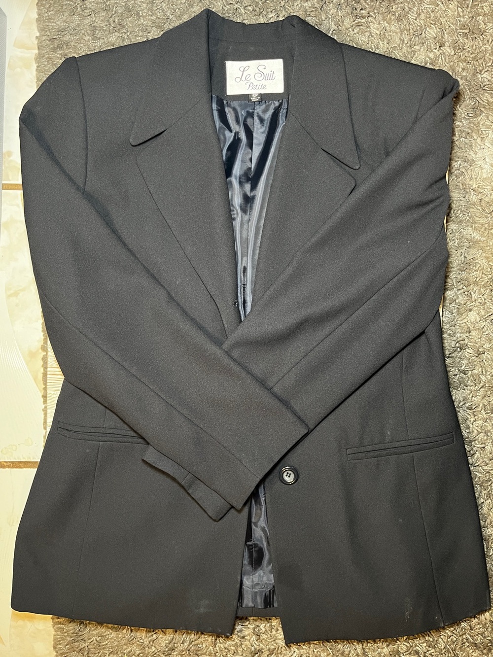 VINTAGE Le Suit Navy Petite Womens Blazer